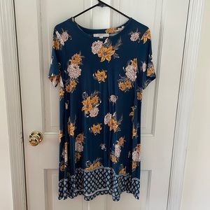 LOFT Navy Floral Swing Dress